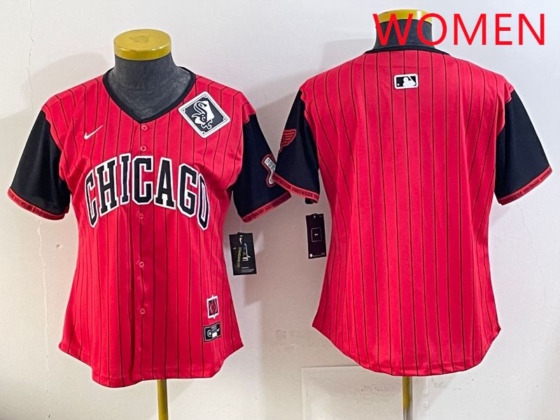 Women Chicago White Sox Blank Red Stripe Joint Name Nike 2025 MLB Jersey style 6